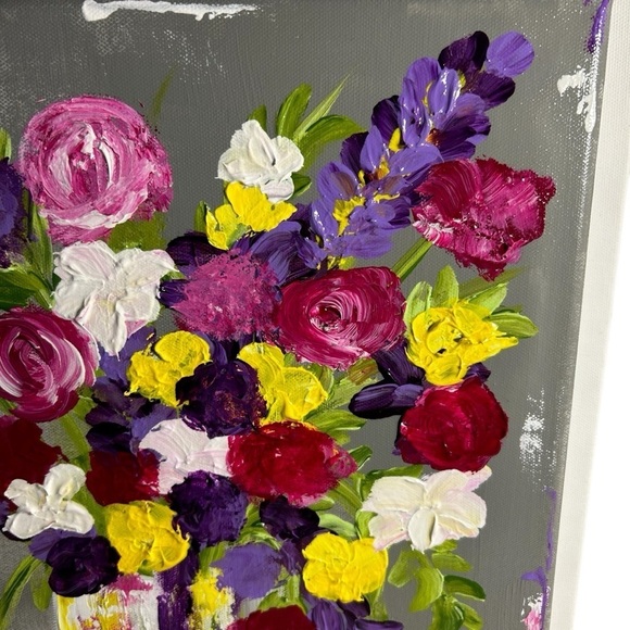Original Acrylic Canvas Art Bountiful Boquet Impressionism - Picture 3 of 14